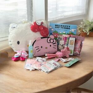 Hello Kitty and more bundle. Pillow, cosmetic bag, calendar, hair bows etc.